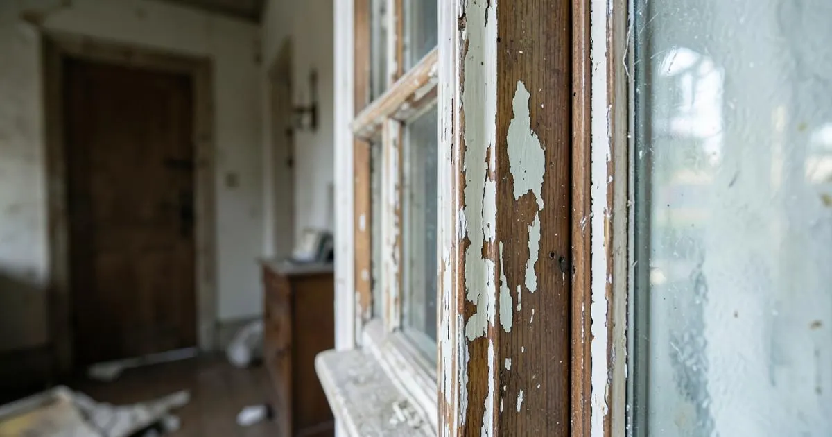 Peinture ancienne écaillée dans un logement à Bastia